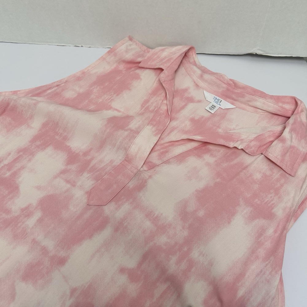 Time and Tru NWT Collared Viscose‎ Dress Pink & White Watercolor Size XXL (20)